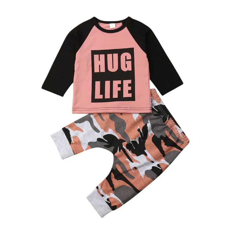 

Spring Newborn Baby Boy Autumn Clothes Letter Printed Long Sleeve Tops T-shirt Floral Long Pants Outfits Tracksuit