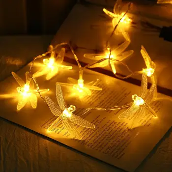 

Festival Decoration Lighting Strings 10 LED Dragonfly Lamp Garland String Warm White Christmas Bedroom Household Lighting