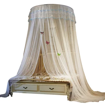

Bedroom Hanging Dome Mosquito Net Kid's Room Decoration Heightening Encryption Lace Princess Ceiling Floor Mosquito Net