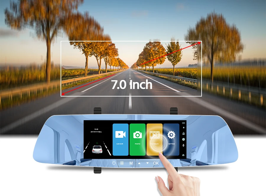 Vikewe Автомобильный видеорегистратор 7,0 дюймов зеркало заднего вида FHD 1080P видеорегистратор с двумя объективами видеорегистратор ночного видения авто регистратор видеорегистратор