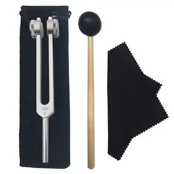 

128Hz Aluminum Tuning Fork with Bag Hammer and Cleaning Cloth for Ultimate Healing and Relaxation Nerve/Sensory