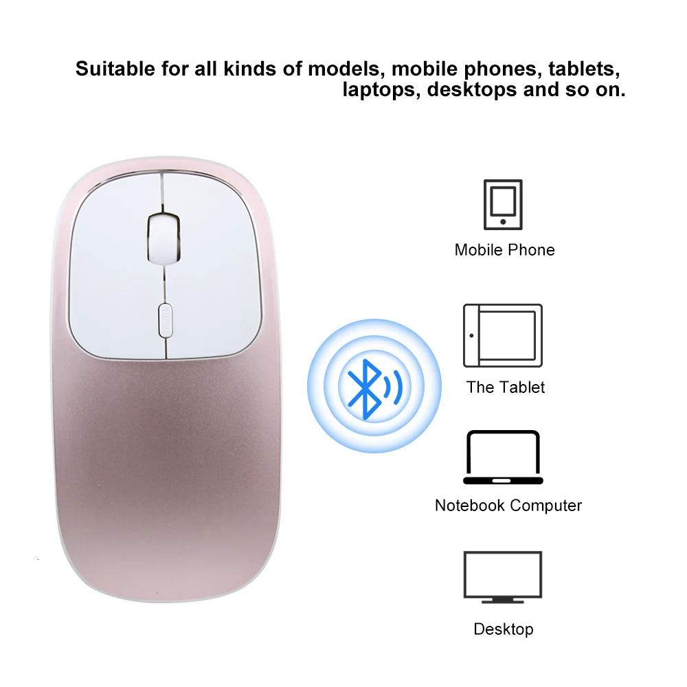 2,4 ГГц Usb Беспроводная+ Bluetooth двухрежимный тонкая компьютерная мышь металлическая перезаряжаемая Бесшумная оптическая мышь 3d Мини Розовый, алюминиевый мышь