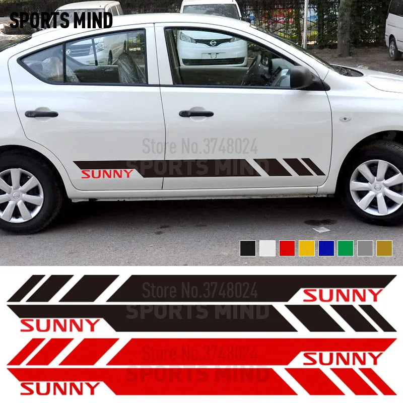 1 пара для Nissan Sunny Nismo, внешние аксессуары для двери автомобиля, боковая полоска, наклейка на автомобиль, Стайлинг автомобиля