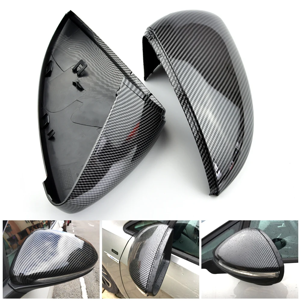 2 Pezzi Per Vw Golf Mk7 7.5 Gti 7 7R Mirror Covers Caps Specchietto Retrovisore Cover Carbon Look Bright Black Matte Chrome Cover