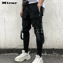 Брюки-карандаш с боковыми карманами, мужские хип-хоп Лоскутные рваные спортивные штаны