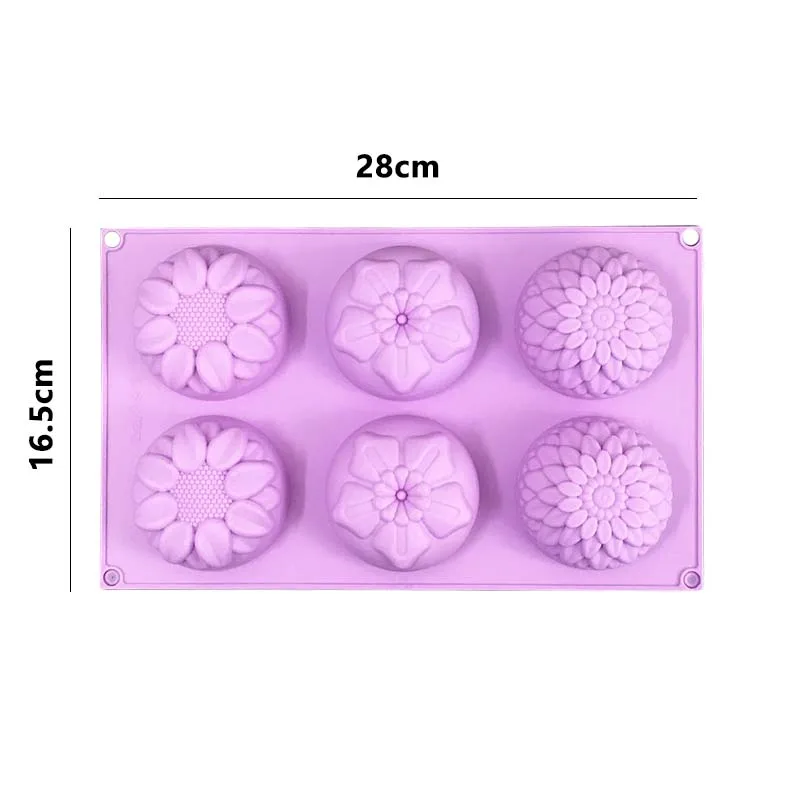 Новая Цветочная форма для мыла, 6 отверстий в форме цветка из силикона, сделай сам, ручная работа, форма для выпечки, форма для мыла, кухонные инструменты