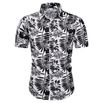 

2020 Summer Short Sleeve Men Shirt Hawaiian Shirts Printed men Shirt Blouse Male Beach Hawaiian Shirt