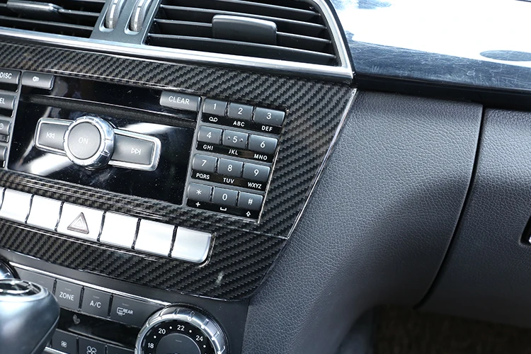 1 Pcs Central Control CD Decorative Frame Carbon Fiber ABS For Mercedes Benz C Class W204 2008-2013 Car Accessories
