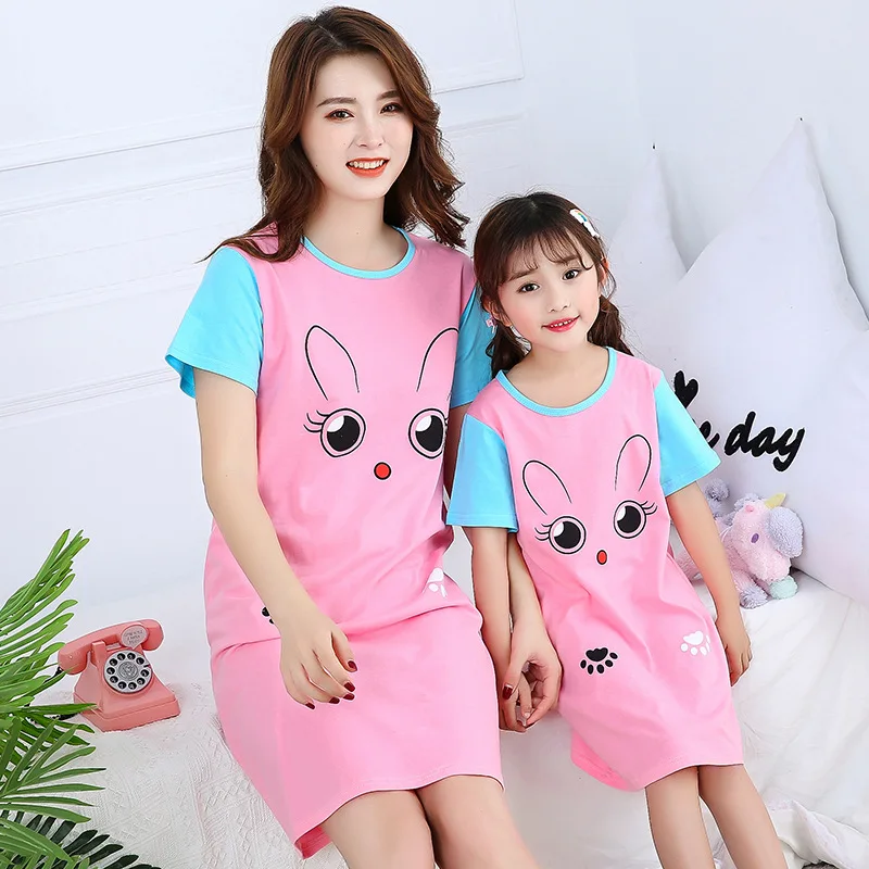 Sleepwear & Robes cheap Summer Girls Nightgown Pajamas Kids Short Sleeved Nightdress Cute 100 Cotton Child Baby Sleeping Dress for Girl 8 10 12 14 Years baby girl nightgowns