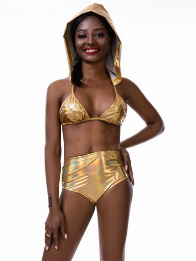 Pantaloncini Metallizzati Donna Vita Alta - Hot Pants Riflettenti Per Party E Night Club