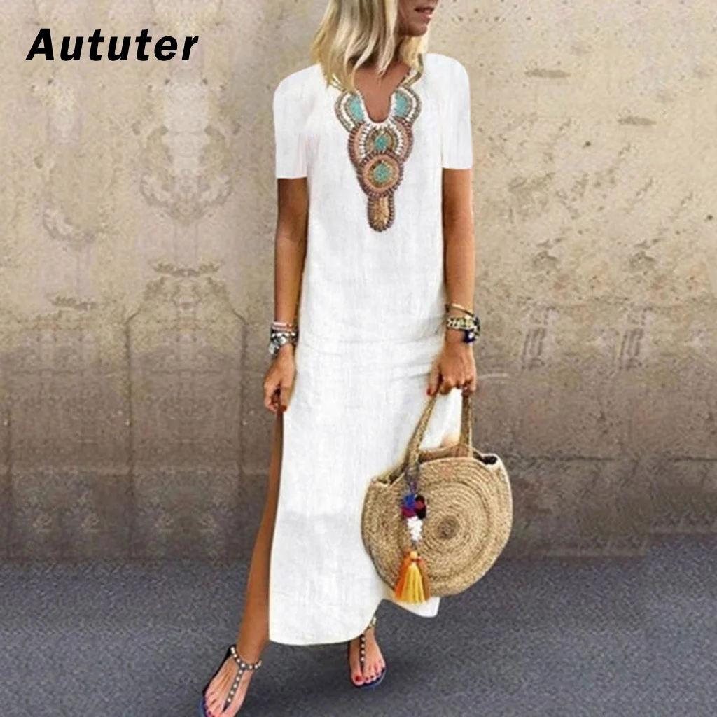 Летнее пляжное платье с длинным рукавом винтажное шифоновое женское v образным