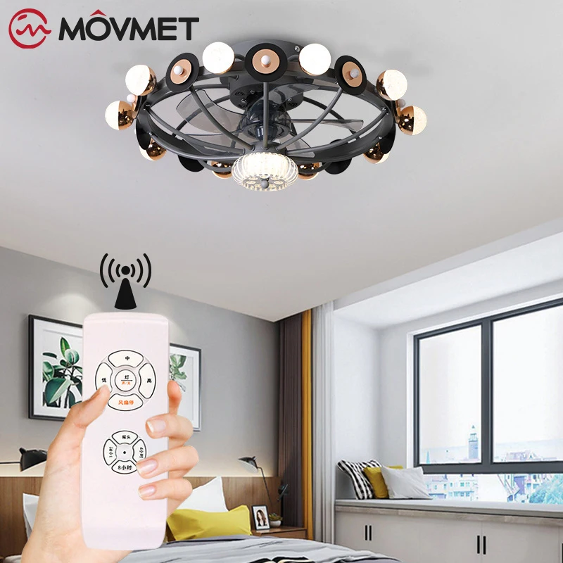 

Nordic Frequency Conversion celling Fan lights Restaurant with Remote Control Lighting Modern Ceiling Fan With Led Light