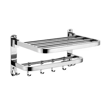 

Stainless Steel Foldable Bathroom Towel Rack Holder Storage Hanger Kitchen Hotel Washcloth Clothes Shelf With Hooks