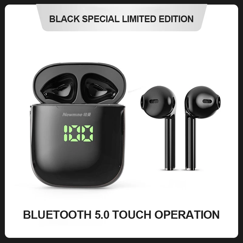 Newsmine X6 True Wireless Bluetooth 5.0 Earphone Black Portable Sports Touch Control Earbuds Support Separate Connections