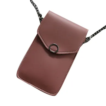 

Ladies Mobile Phone Bag Sweet Style Girls Summer Ring Decoration Transparent Film Mini Messenger Bag Solid Color Cellphone Pouch