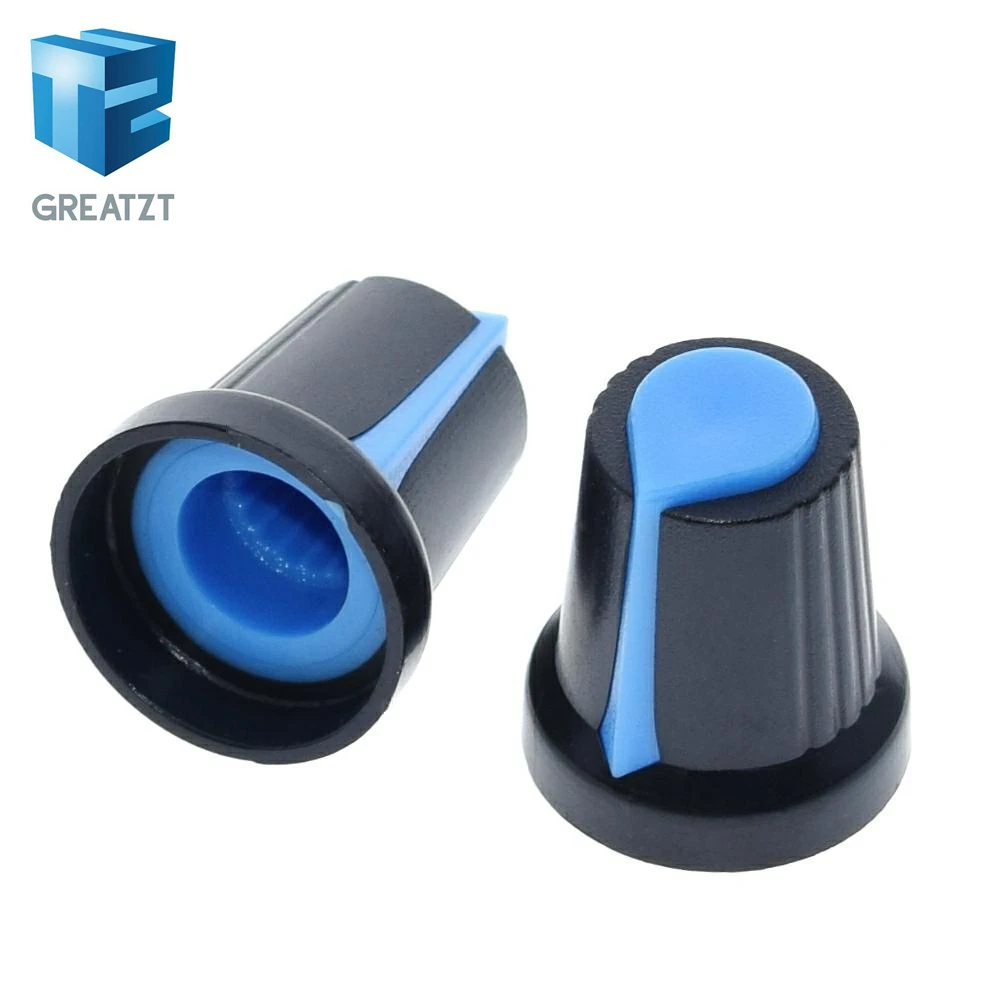 Potentiometer Knobs 25PCS/lot WH148 potentiometer knob cap(copper core) 15X17mm 6mm Shaft Hole AG2 Yellow Orange Blue White Red 5value*5PCS=25PCS