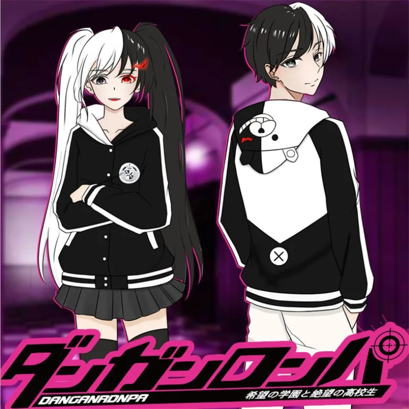 Аниме косплей Danganronpa monokuma Взрослый мужской женский пальто куртка со шляпой свитер толстовка с вышивкой одежда для взрослых