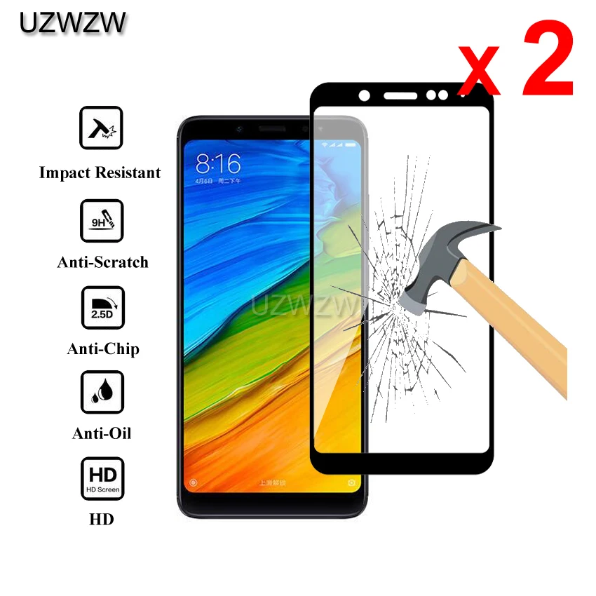 

2pcs Full Cover Tempered Glass For Xiaomi Redmi Note 5 / Redmi Note 5 Pro Tempered Glass Screen Protective Glass Film