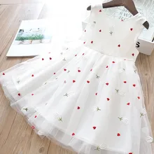 Платье для маленьких девочек с цветочной вышивкой; сезон весна; коллекция года