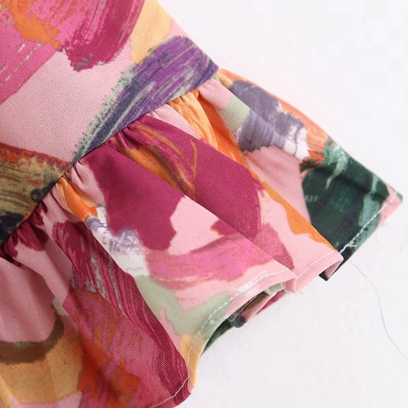 Женская милая тропический цветок листья печать плиссированные оборки мини юбка faldas mujer женский эластичный пояс юбка со шнуровкой QUN403