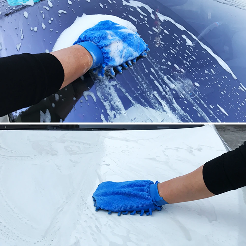 Random Color Mirofiber Car Washing Gloves Automobile Detailing Care Wash Wipes Glove Auto Polishing Cleaning Mitt Accessories