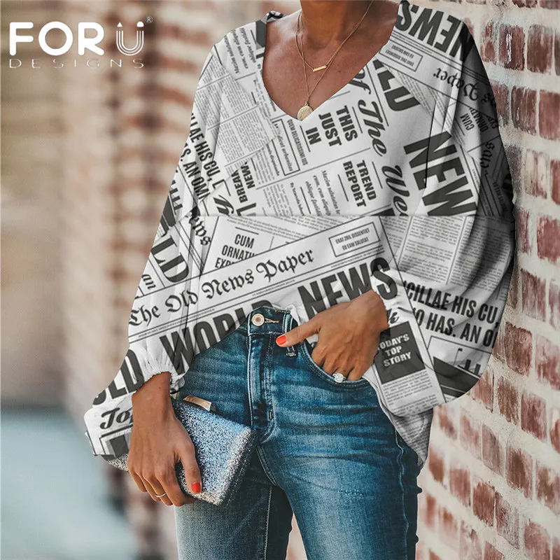 Новинка Женская Повседневная Блузка с V-образным вырезом и длинным рукавом |