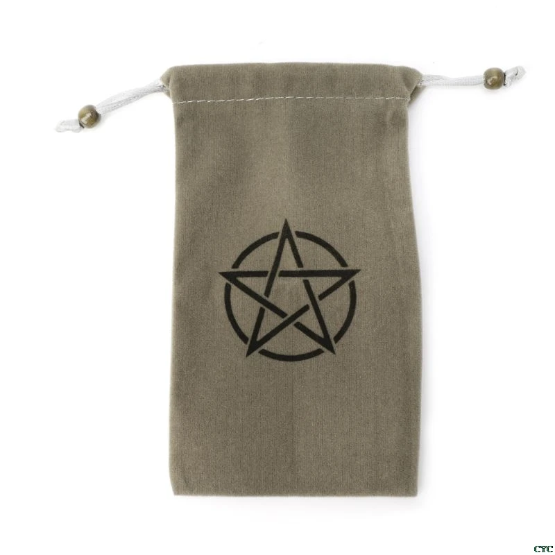 Бархатная пентаграмма Таро сумка для хранения настольная игра карточная вышивка на шнурке посылка - Цвет: Светло-серый