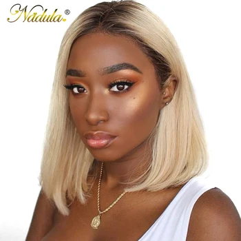 

Nadula Short Human Hair Lace Wigs 13X4 Honey Blonde Lace Front Wigs 1B 613 Short Bob Wig Remy Human Hair Wigs For Black Women