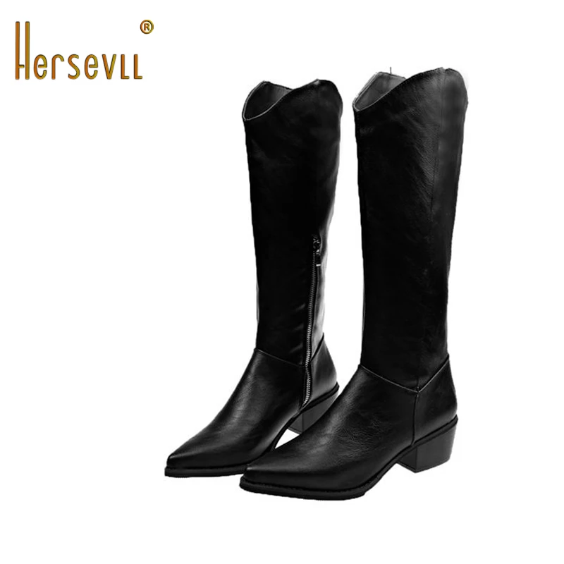 Женские сапоги Зимние до колена кожаные Женская обувь Zapatos De Mujer Узкие из