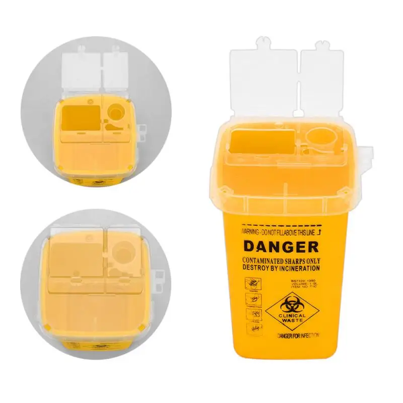 1L Capacity Sharps Container Medical Needles Bin Biohazard Tattoo Piercing Needles Disposal Collect Barrels Tattoo Artist TSLM1