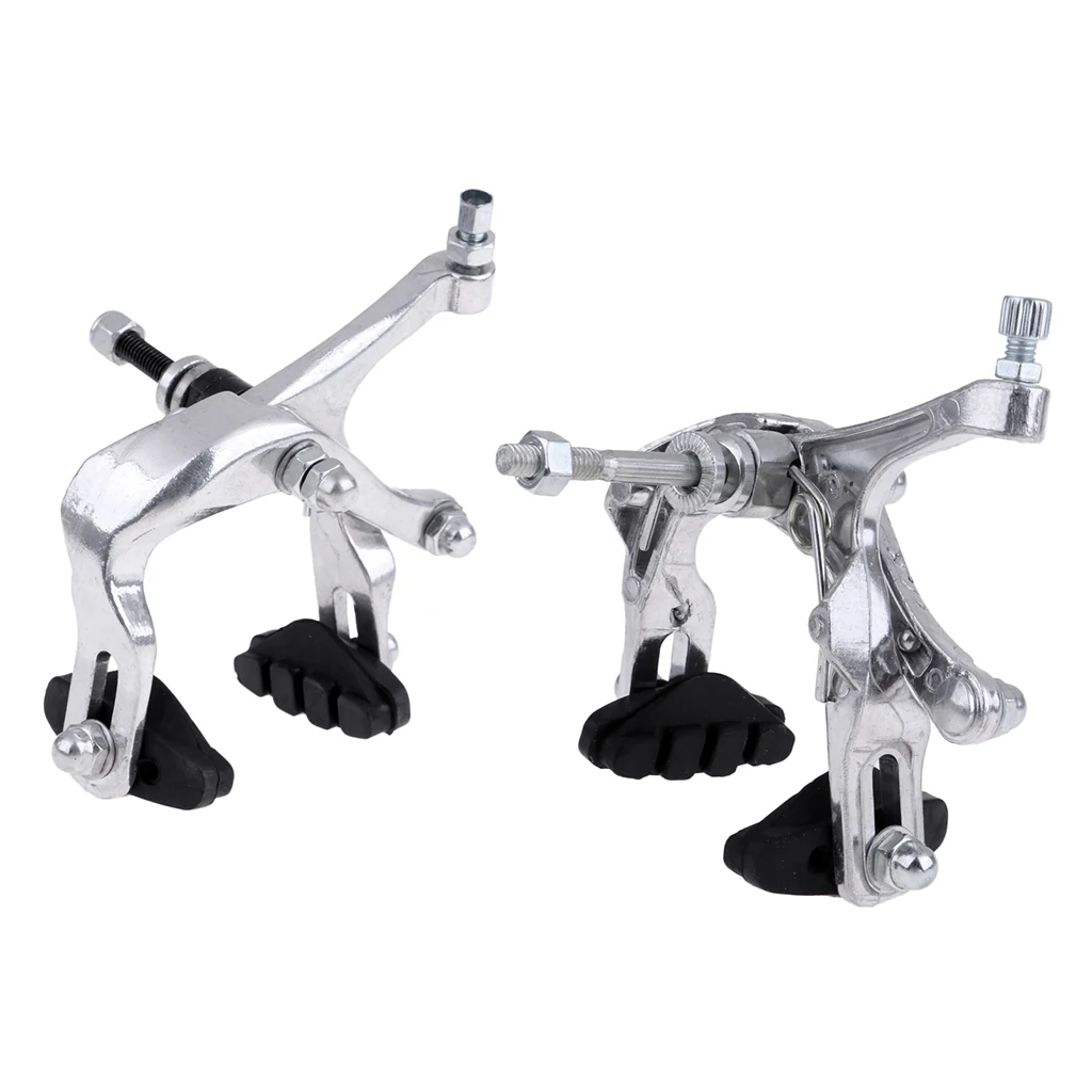 1 Set Professional Dual Pivot Bike Side Pull C Caliper Brake Front Rear 47-57mm Reach Lever Cable Silver
