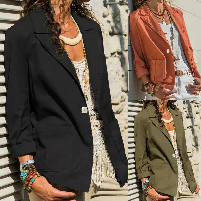 Новые модные женские блейзеры на одной пуговице приталенный повседневный