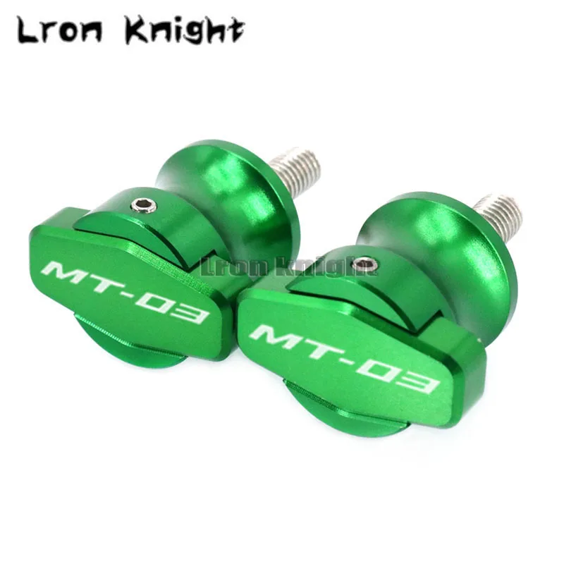For YAMAHA MT-03 MT-25 MT03 MT25 MT 03 MT 25 Motorcycle CNC Frame Stands M6 Screws sliders Swingarm Spools Slider 6MM - Color: MT-03 Green