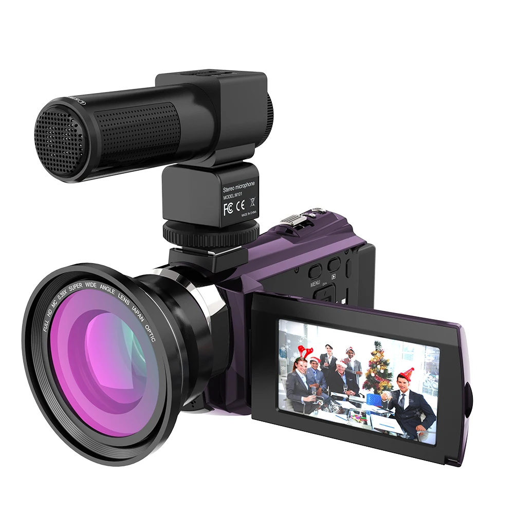 Andoer 4K видеокамера 1080P 48MP WiFi цифровая видеокамера IR 16X цифровой зум с 0.39X широкоугольным макрообъективом - Цвет: Coffee