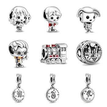 

2020 new free shipping potter style School of Witchcraft Hogwarts Express bead fit Pandora charms silver 925 Original bracelet