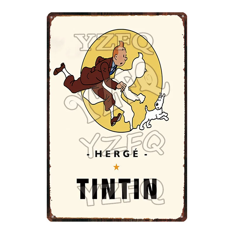 Tintin мультфильм жестяная вывеска металлическая тарелка потертый шик железная живопись детская комната настенный бар домашнее искусство Ремесло Декор 30X20 см DU-5237A - Цвет: DU-5254