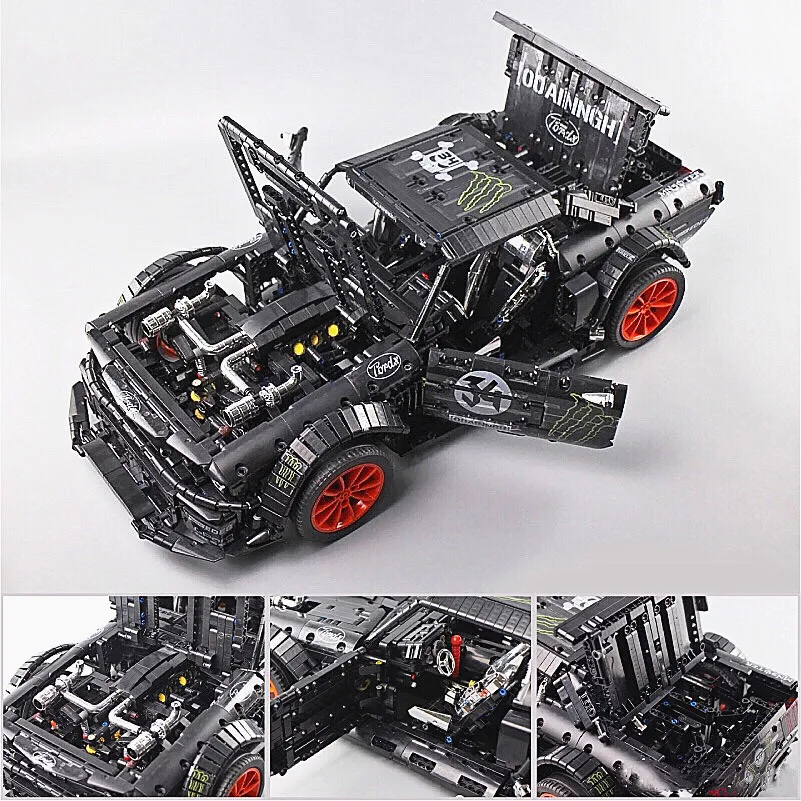 Строительные блоки кирпичи с светодиодные игрушки RC Ford Mustang Hoonicorn RTR V2 Technic Супер гоночный автомобиль с мотором 20102 MOC-22970