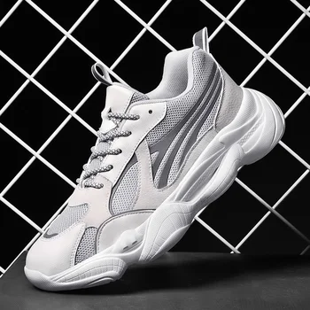 

New stylish men's running shoes comfortable breathable reflective trend sneakers simple Joker non-slip durable men's sneakers