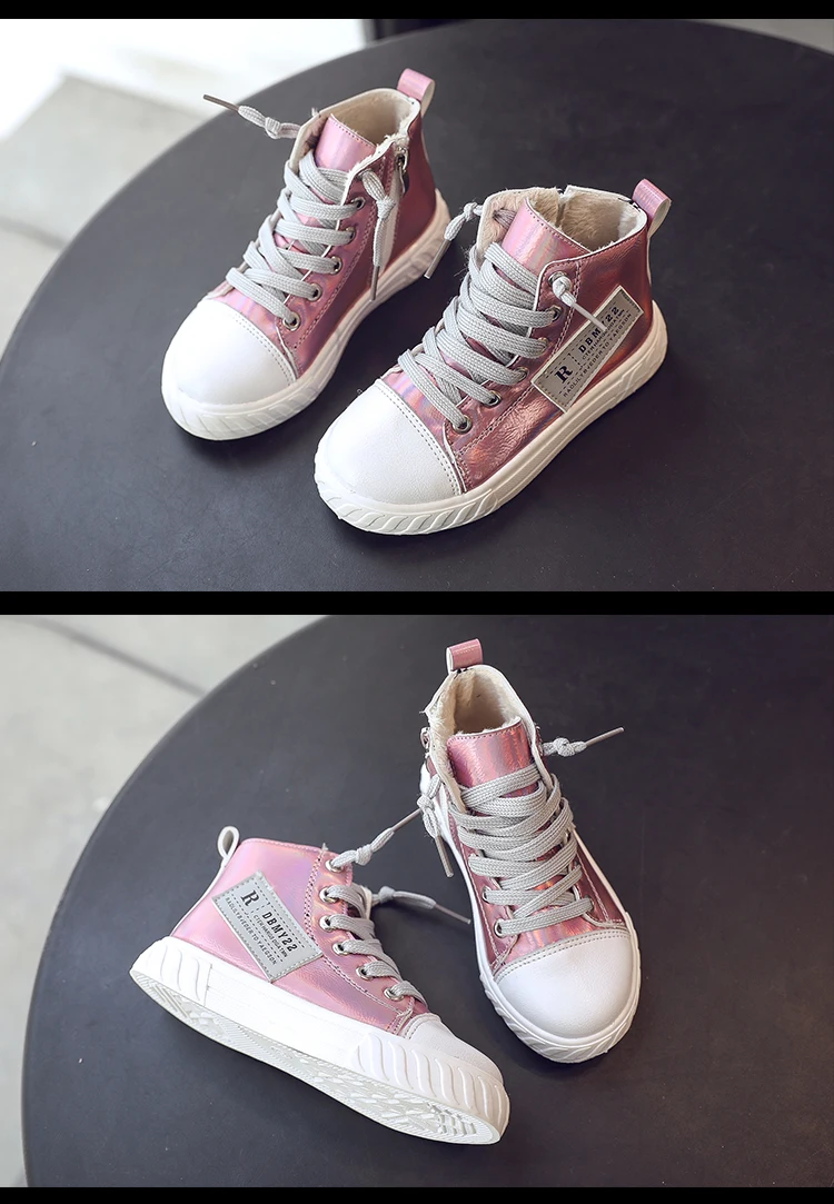 Boys Shoes Autumn Winter Kids Casual Shoes With Warm Cotton For Boy Girl Children Skate Sneakers High-top Fashion Soft New