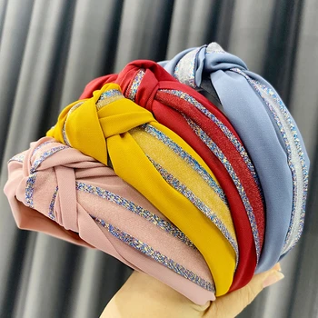

2020 Fashion Solid Color Hair Hoop For Women Girl Knotted Middle Twisted Wide-brimmed Headband Head Hoop Hair Accessories Gift