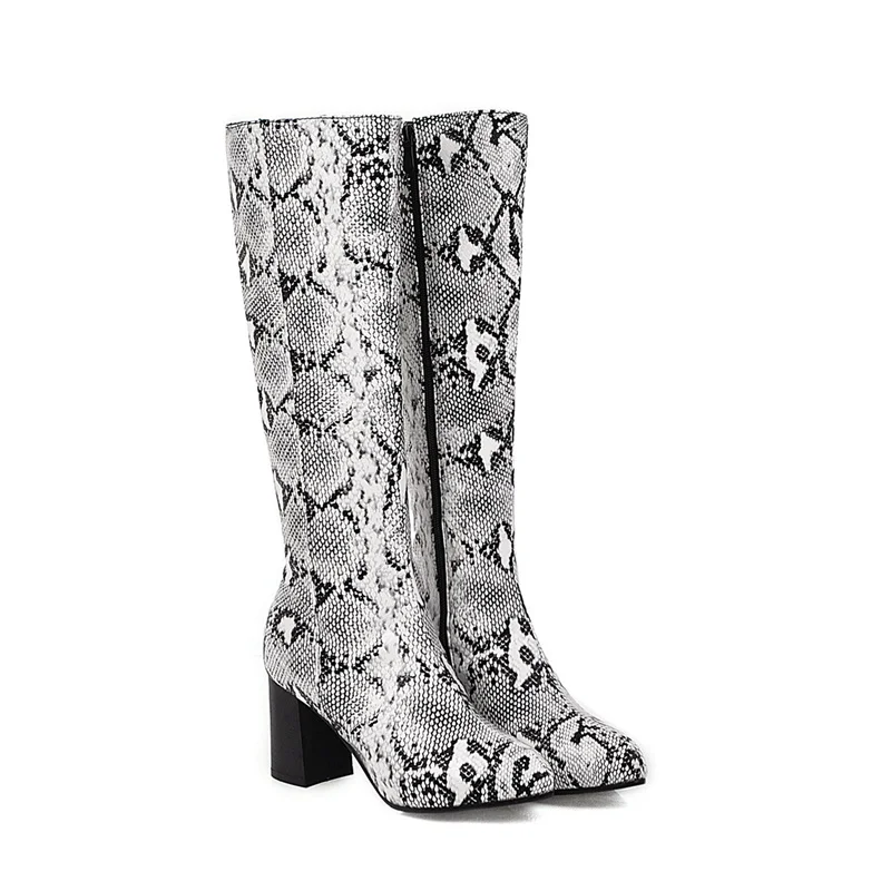 white EGONERY/размеры 34-45; сапоги до колена; Новинка года; Сезон Зима; модная пикантная уличная женская обувь на высоком каблуке с острым носком на молнии; Прямая - Цвет: white