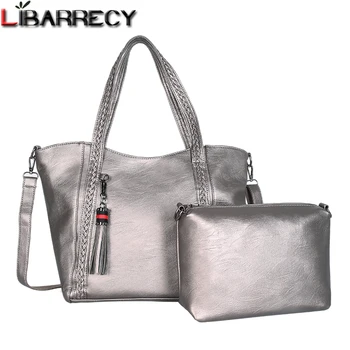 

Designers Large Capacity Messenger Bags for Women Luxury Women Tassel Leather Knitting Shoulder Bags 2 Sets Purses and Handbags