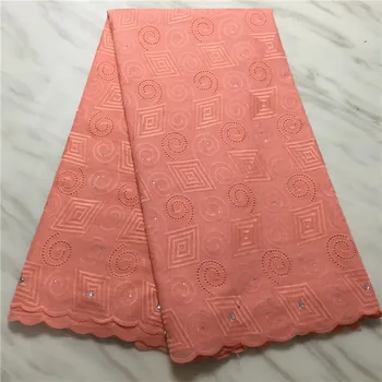 

African Dry Cotton Lace Fabrics 2019 High Quality Embroidery Lace Swiss Voile Lace Stone Swiss Voile Lace In Switzerland pink