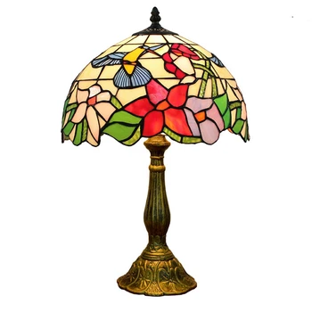 

12 inch Creative retro bar art lamp Tiffany stained glass garden bird decorative lamp Bedroom bedside table lamp