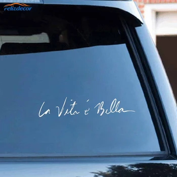 Black/Silver Life is Beautiful LA VITA E BELLA Words Funny Window Trunk Car Sticker Accessories	  C452