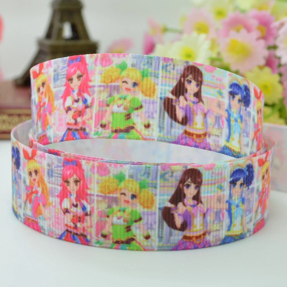 10 Yards 22mm 7/8" Cute Girls cartoon Printed grosgrain ribbon hair bow Headwear DIY hair accessories retail B0929