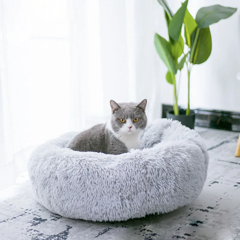 Кровать для питомца, собаки, кошки, Успокаивающая кровать, круглое гнездо, теплый мягкий плюшевый спальный мешок, удобный, пушистый, США