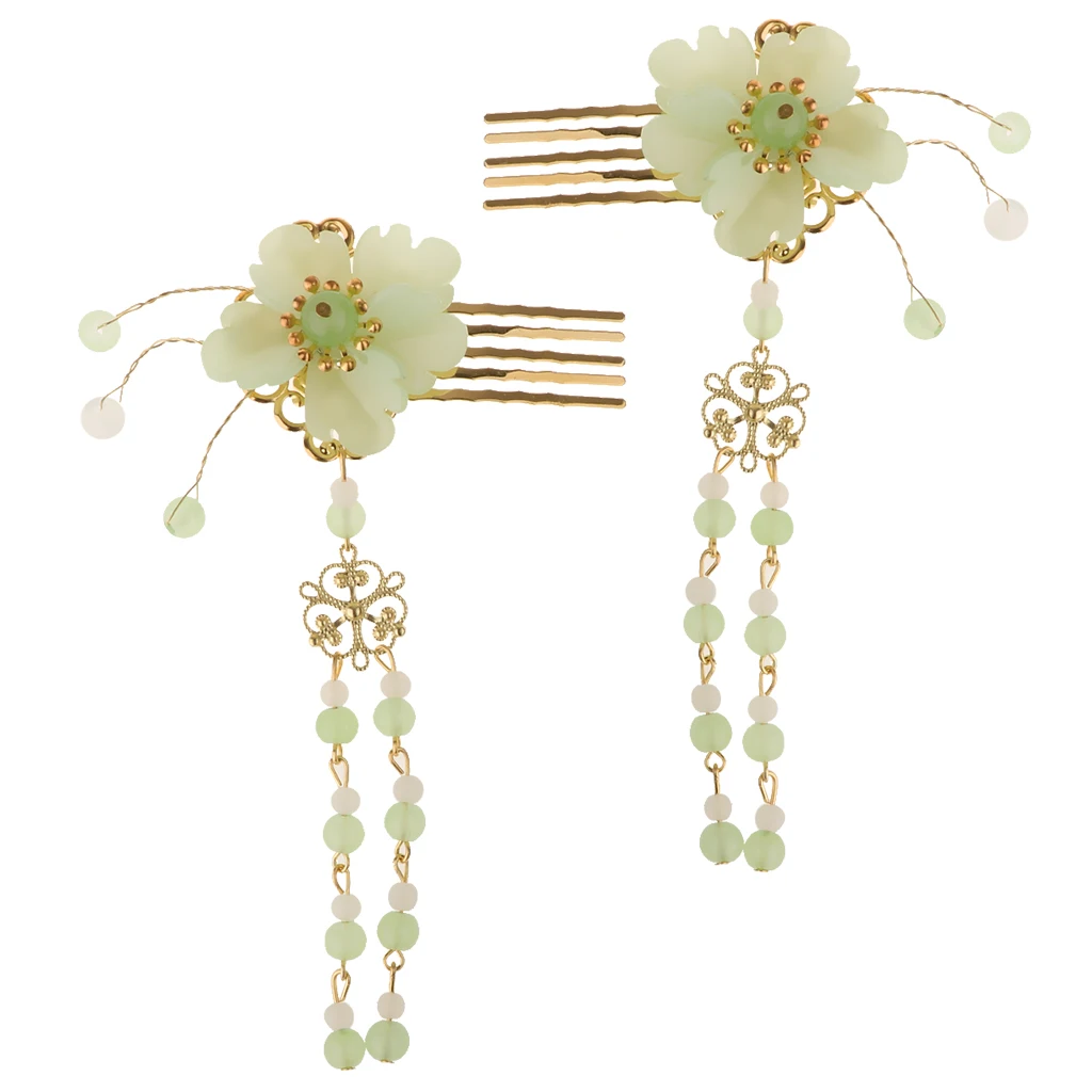 2 Pcs Tassel Hair Clip Ancient Costume Chinese Hair Accessories Hair Comb