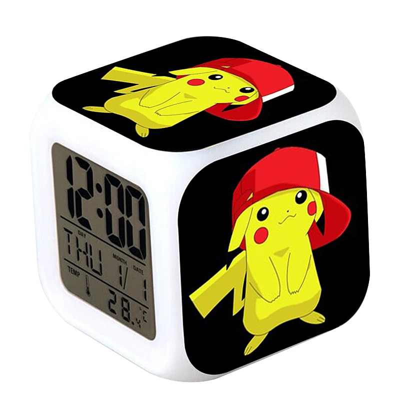 Pokémon Pet Alarm Clock LED Digital 7Color Changing Light Night Glowing Kids Desk Children Gift часы будильник | Дом и сад