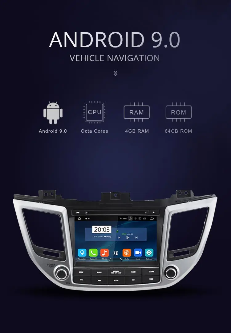 JDASTON Android 9,0 автомобильный dvd-плеер для hyundai Tucson/IX35 wifi Мультимедиа gps стерео 2Din Автомагнитола аудио 4G+ 64G